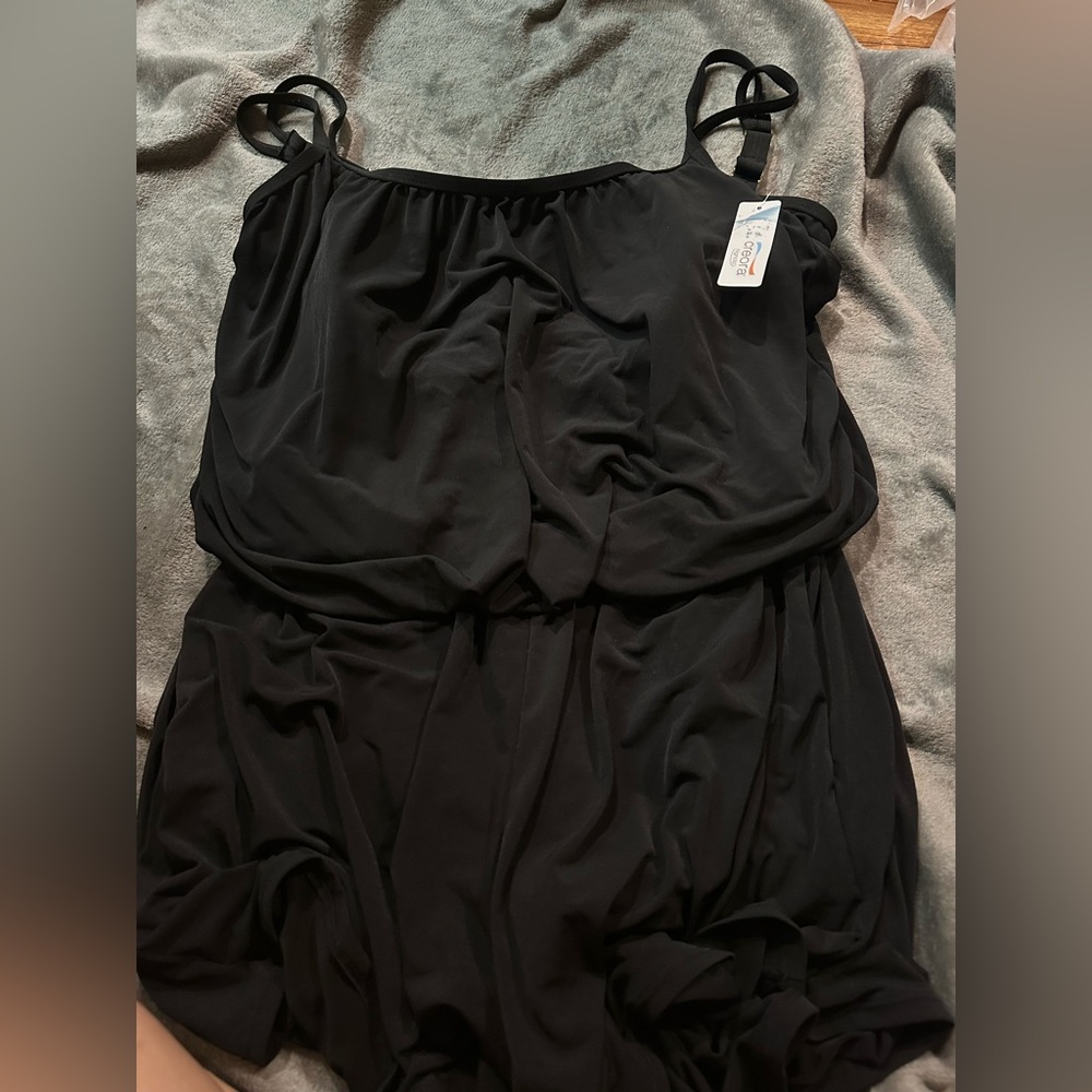 Creora black one piece swimsuit sz us 16w nwt